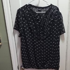 Torrid Black Blouse with White Bow Print